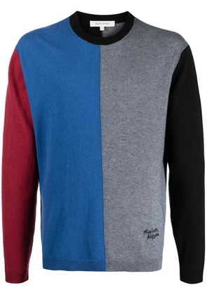 Maison Kitsuné colour-block knitted jumper - Blue