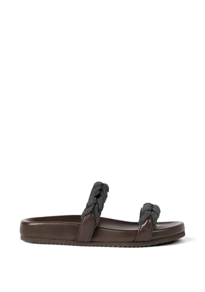 Brunello Cucinelli leather sandals with precious braided straps - Brown