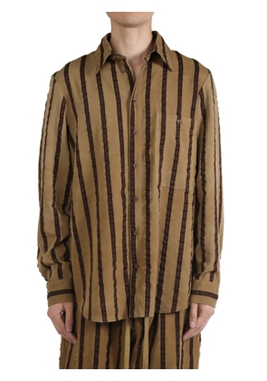 Uma Wang striped tab shirt - Brown