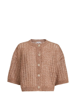Brunello Cucinelli cable-knit openwork cardigan - Brown