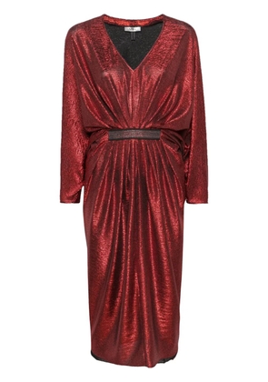 NISSA draped shimmer midi dress - Red