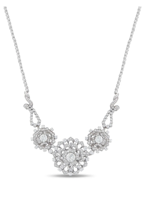 LB Exclusive diamond floral-embellishments platinum necklace - Silver