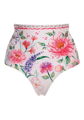 Agua Bendita floral high-waisted bikini bottoms - White