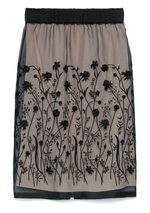 P.A.R.O.S.H. floral-embroidered midi skirt - Black