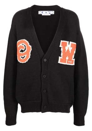 Off-White logo-intarsia cardigan - Black