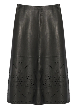 Yves Salomon leather midi skirt - Black