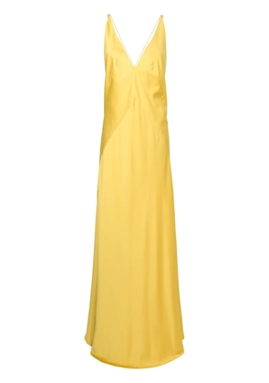 Lethicia Bronstein satin-finish V-neck dress - Yellow
