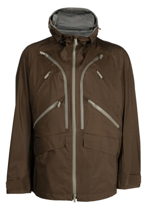 White Mountaineering zip-up plaid hooded jacket - Brown