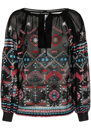 Ermanno Scervino embroidered long-sleeve blouse - Black