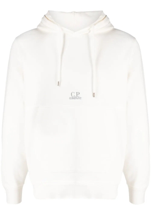 C.P. Company logo-embroidered cotton hoodie - White