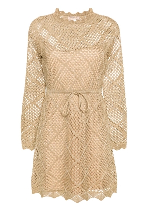 TWINSET open-knit lurex mini dress - Neutrals