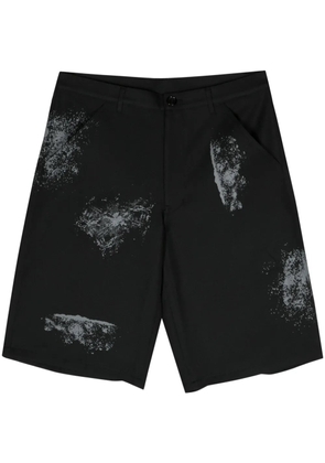 Comme Des Garçons Shirt painterly-print twill shorts - Black