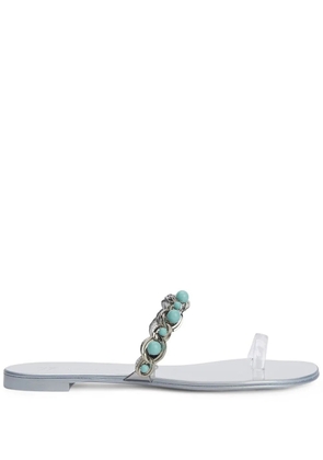 Giuseppe Zanotti Marguerithe gem-stone flat sandals - Silver