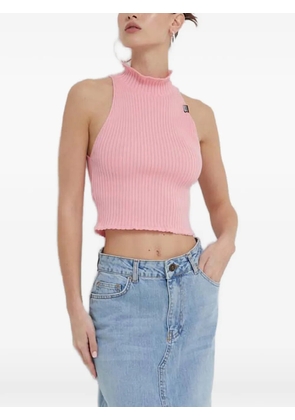 MOSCHINO JEANS ruffled ribbed top - Pink