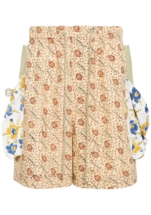 STORY mfg. contrast floral-print organic cotton shorts - Brown