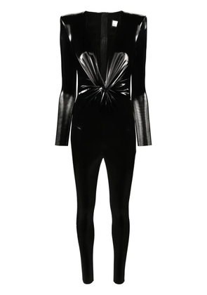 NISSA V-neck high-shine jumpsuit - Black