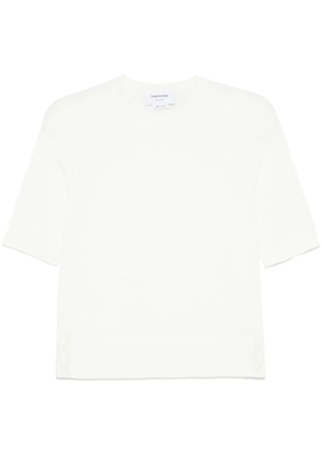 Thom Browne 4 Bar Stripes feather-intarsia T-shirt - White