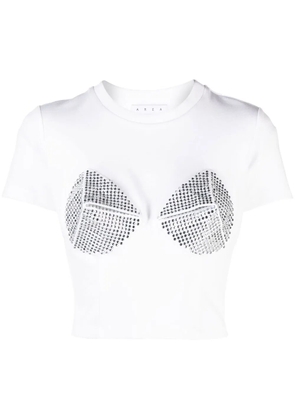 AREA embellished cup-detail cropped T-shirt - White