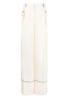 Bally contrast-piping silk pyjama trousers - White