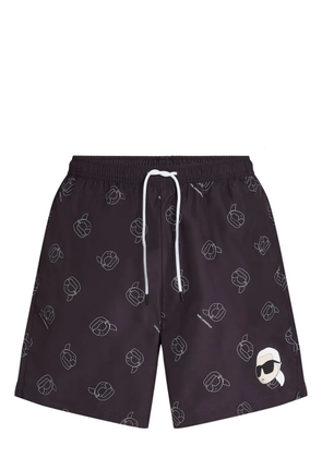 Karl Lagerfeld Ikon all-over-print swim shorts - Black