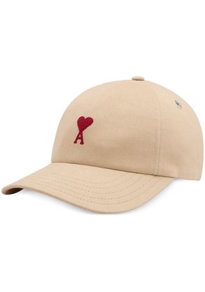 AMI Paris Ami de Coeur embroidery cotton cap - Neutrals