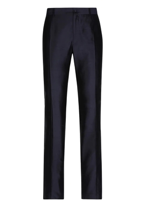 Dolce & Gabbana pressed-crease silk tailored trousers - Blue