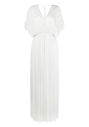 PNK gathered V-neck silk maxi dress - Silver