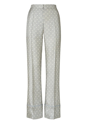 Tory Burch T Monogram-print silk trousers - Grey