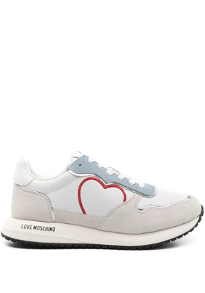 Love Moschino heart-embroidered sneakers - White