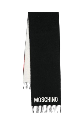 Moschino logo-intarsia wool scarf - Black