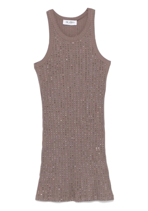 The Attico crystal-embellished mini dress - Brown
