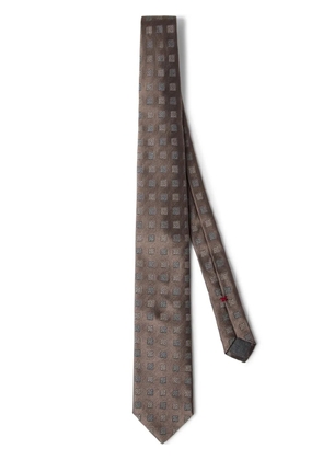 Brunello Cucinelli jacquard-woven silk tie - Brown