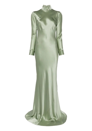 Michelle Mason long sleeve silk gown - Green
