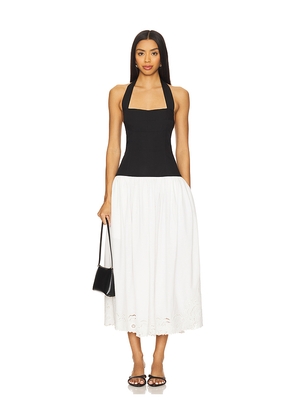 LPA Clara Midi Dress in Black,White. Size L. Also in XL.