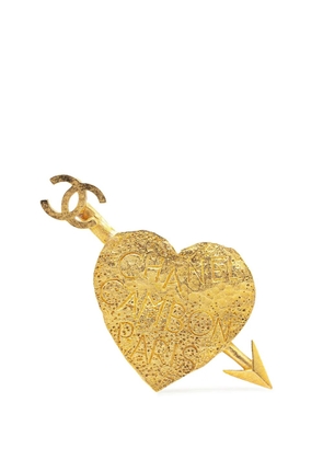 CHANEL Pre-Owned 1993 Gold Plated CC Heart and Arrow costume brooch
