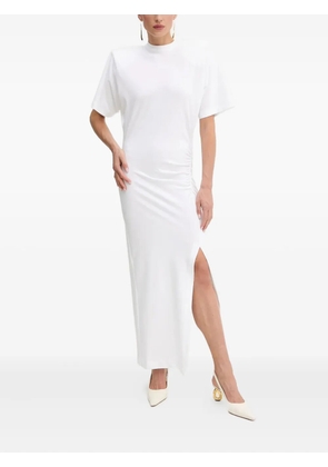 PINKO shoulder-padded side-split maxi dress - White