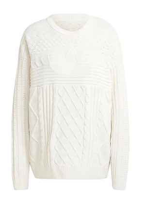 adidas cable-knit sweater - White