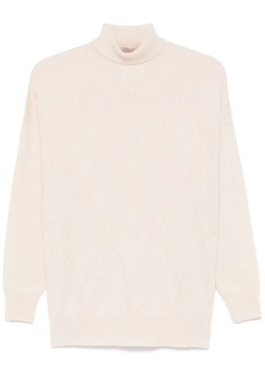 D.Exterior argyle check pattern sweater - Neutrals