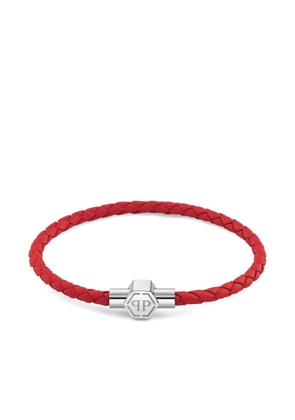 Philipp Plein braided leather bracelet - Silver