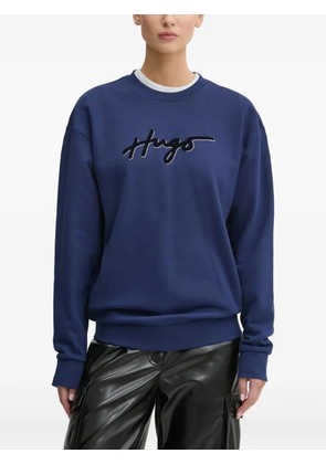 HUGO logo-print crew-neck sweatshirt - Blue