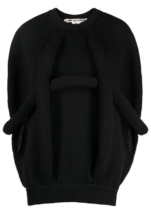 Comme Des Garçons appliqué-detail chunky-knit jumper - Black