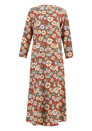 PAULA printed silk midi dress - Red