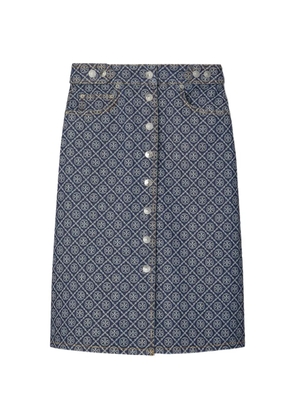 Tory Burch flared buttoned skirt - Blue