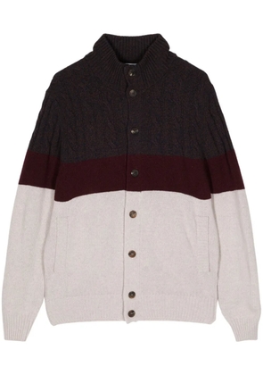 Cruciani colour-block cable-knit cardigan - Neutrals