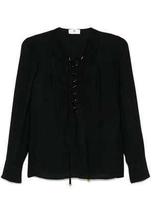 Elisabetta Franchi lace-up georgette blouse - Black
