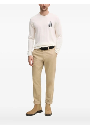 Armani Exchange logo-embellishment crew-neck sweater - Neutrals