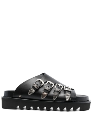 Toga Pulla western-buckle leather slides - Black