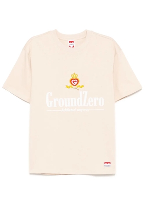 Ground Zero logo print T-shirt - Neutrals