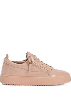 Giuseppe Zanotti Gail patent-leather zip-detail sneakers - Neutrals