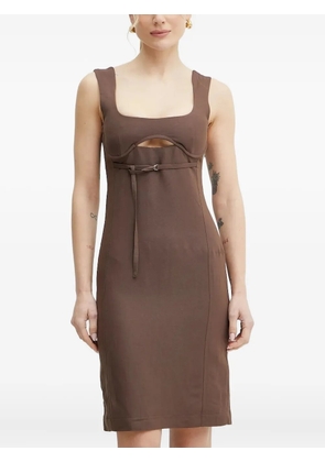 Patrizia Pepe cut-out smocked mini dress - Brown